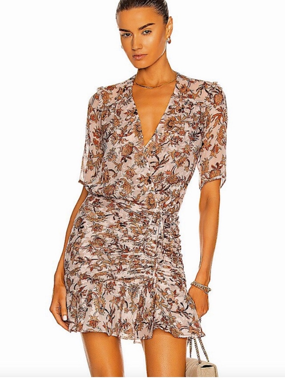 Veronica Beard Dakota Silk Dress Cocktail Floral Metallic Mini US 2 $550